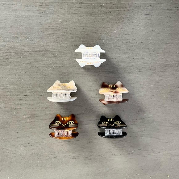 Dark Brown Cat Kitten Kitty & Metallic Gold 1.5" Small Lobster Claw Hair Clip - Picture 4 of 5